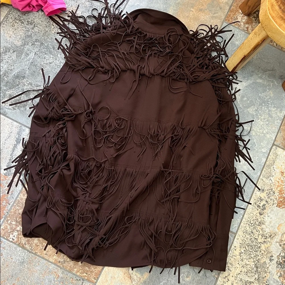 Zara Dark Brown Fringe Shirt - Picture 4 of 4